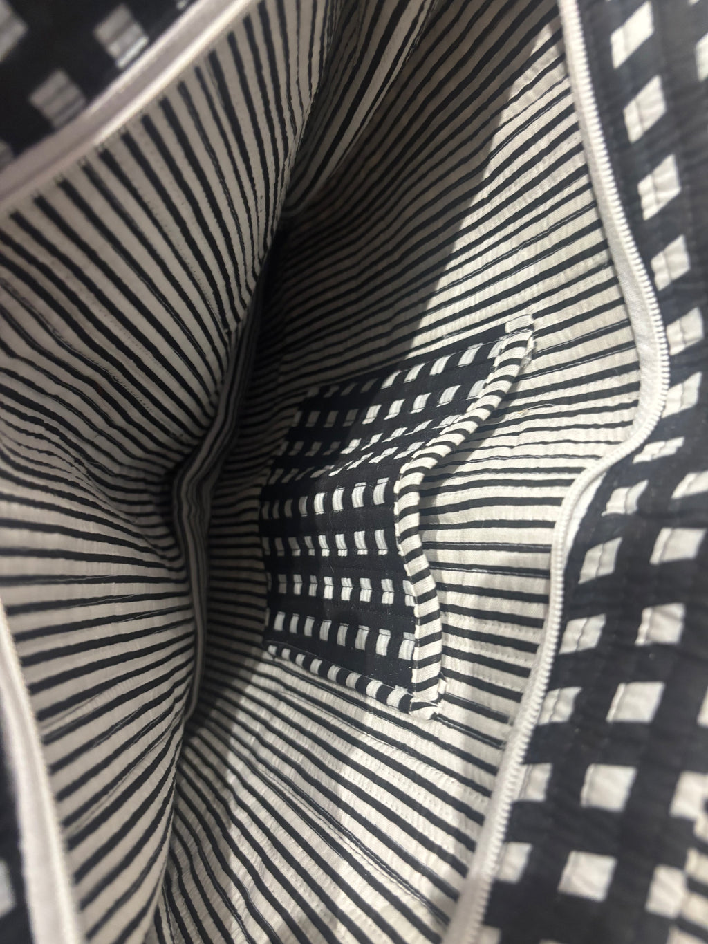 Black and white large tote bag